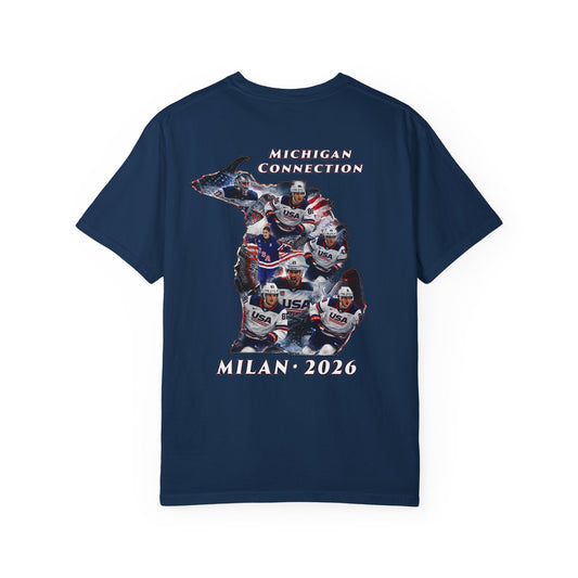 Patriotic Faith | USA Hockey Milan 2026 | Michigan Connection Hockey Tee | Liberty & Victory