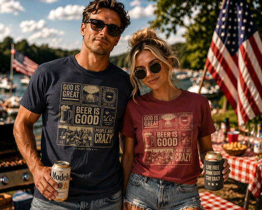 Christian Patriotic T-Shirt | God Is Great, Beer Is Good 1776 Founders Line | Salt & Salvation · Liberty-In-One | Liberty & Victory
