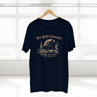 Patriotic Faith | We Ride Tonight — T-Shirt | April 18, 1775 × 1776–2026 OMR | Veteran-Owned Small Business | Liberty & Victory Co.