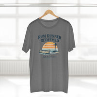 Christian Coastal T-Shirt | Rum Runner Redeemed Pastel Sunset Cross Salt & Salvation Boat Graphic Tee | Liberty & Victory