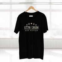 Patriotic Christian T-Shirt | 1776–2026 One Nation In God We Trust Flag | Signature Line | Liberty & Victory Co.