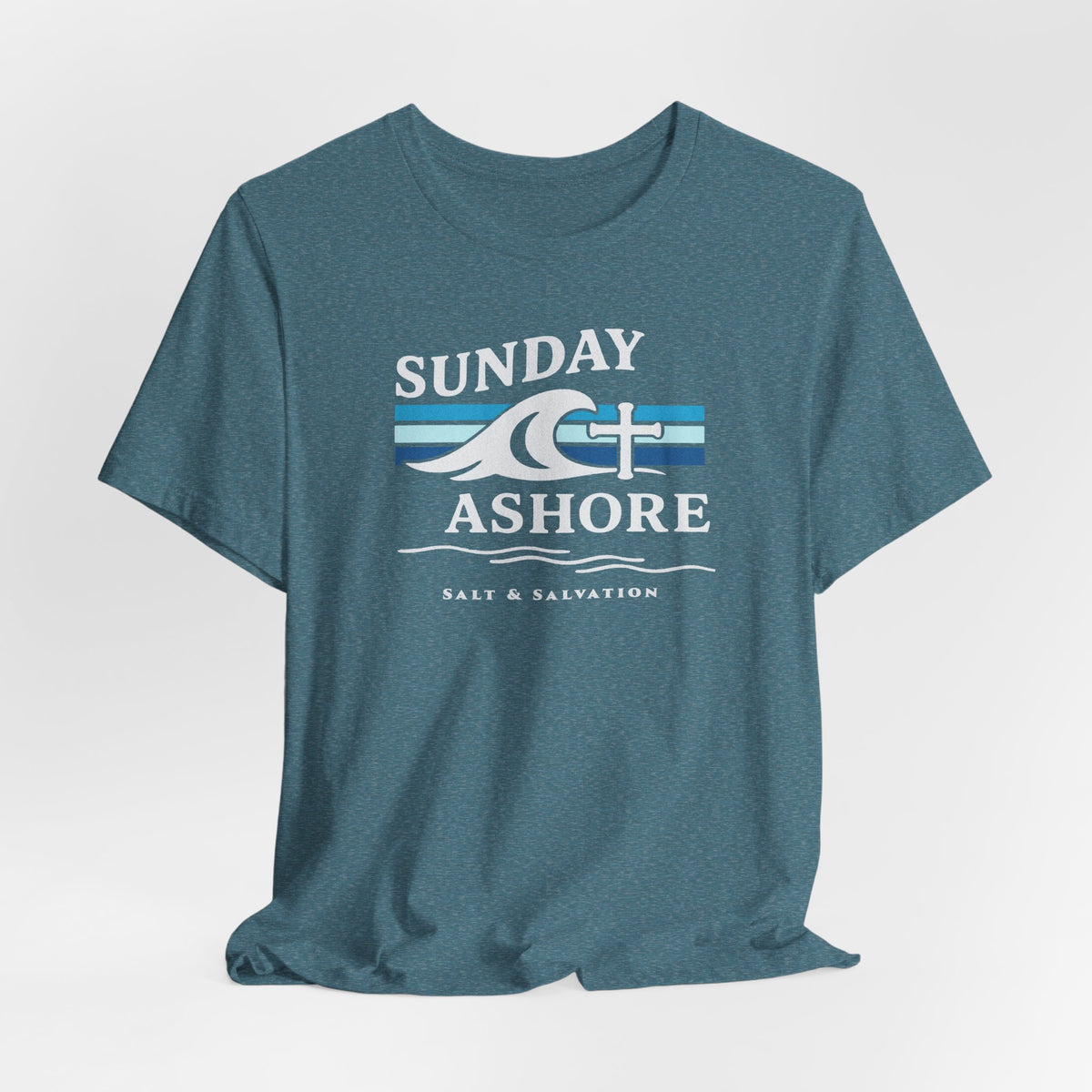 Sunday Ashore Beach Tee | Coastal Surf Faith T-Shirt