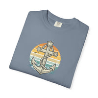 Christian Coastal T-Shirt | Come Ashore Anchor Sun-Stripe Garment-Dyed Vintage Tee | Salt & Salvation | Liberty & Victory