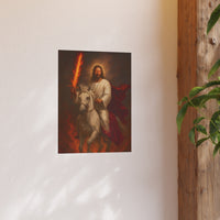 Jesus on a White Horse Poster — Fiery Sword Religious Art Print (Satin/Matte)