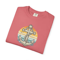 Christian Coastal T-Shirt | Come Ashore Anchor Sun-Stripe Garment-Dyed Vintage Tee | Salt & Salvation | Liberty & Victory