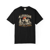 Christian T-Shirt | Rooted in Altitude & Faith | Mountain + Rising Sun | Garment-Dyed | Wonder & Wander | Signature Line | Veteran-Owned | Liberty & Victory Co.