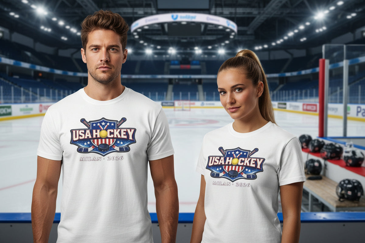 USA Hockey T-Shirt | Milan Italy 2026 Patriotic Tee | Veteran-Owned | Liberty & Victory