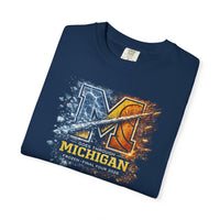 Michigan Wolverines T-Shirt | Hockey & Basketball Block M Garment-Dyed Fan Tee | Victory-One | Liberty & Victory