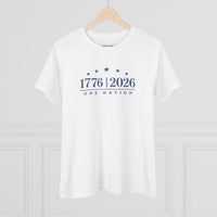 Christian Patriotic Women's T-Shirt | One Nation 1776–2026 Flag & Cross Anniversary Tee | Veteran-Owned | Liberty & Victory Co.