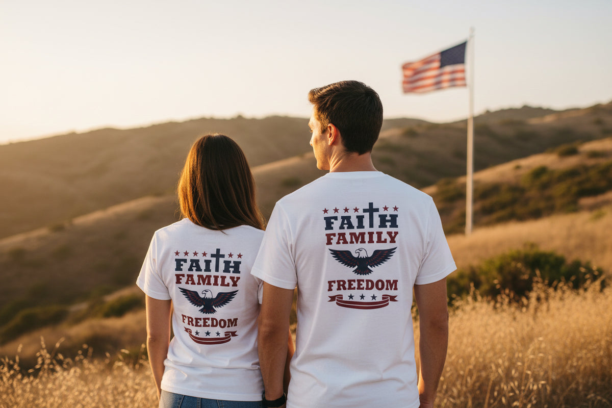 Faith Family Freedom Tee | Christian Patriotic Shirt | In Deo Vincimus