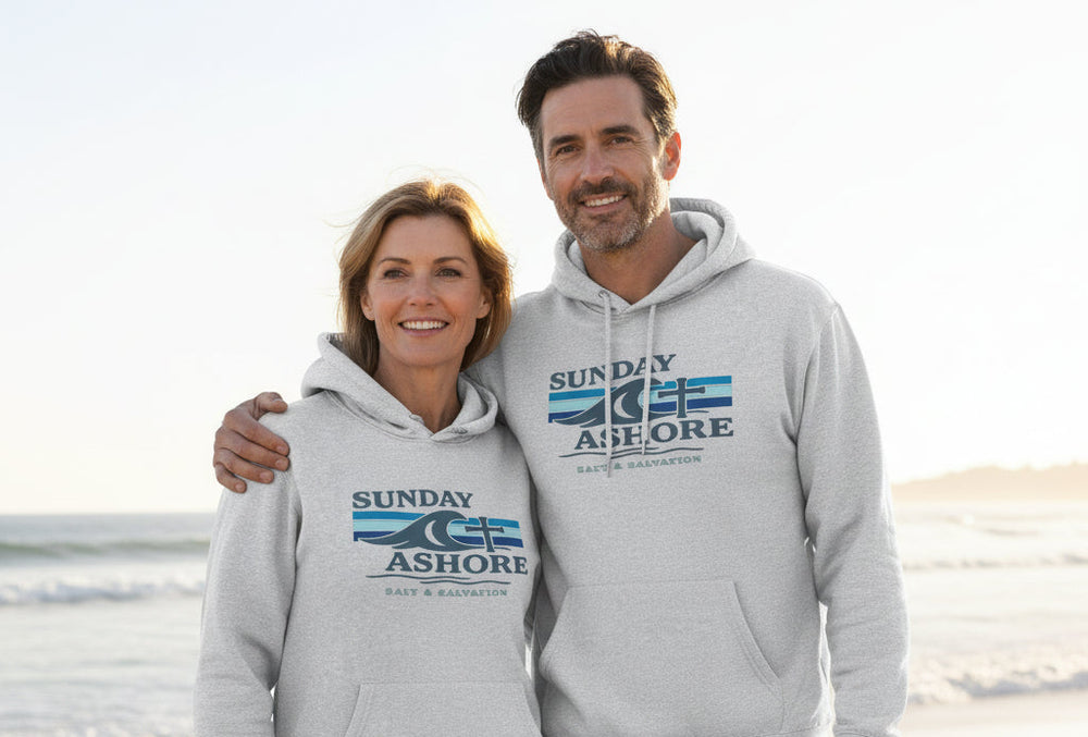 Sunday Ashore Hoodie — Retro Coastal Pullover for Beach Lovers