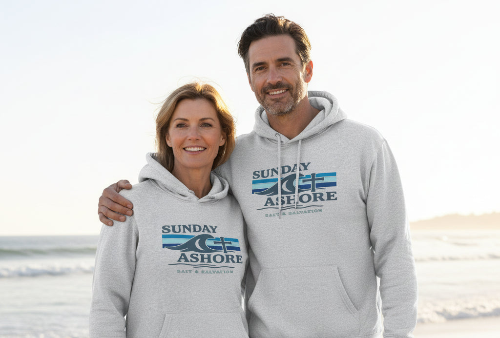Sunday Ashore Hoodie — Retro Coastal Pullover for Beach Lovers