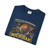 Michigan Wolverines Basketball T-Shirt | Go Blue National Champions Retro Trophy Garment-Dyed Tee | Victory-One | Liberty & Victory