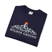 Mountain Faith | Higher Ground — T-Shirt | Colorado Flag Sunset Graphic | Veteran-Owned Small Business | Liberty & Victory Co.