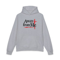 Christian | Away from Me — Faith Graphic Hoodie Cross Mt. 4:10 | Veteran-Owned Small Business | Liberty & Victory Co.