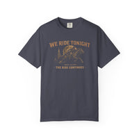 Patriotic Faith | We Ride Tonight — Heritage Tee | Battle Flag × Revere Edition | Veteran-Owned Small Business | Liberty & Victory Co.