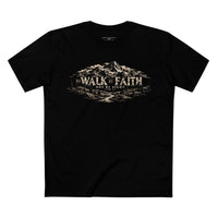 Mountain Faith | Walk By Faith — Mountain Faith T-Shirt Vintage Etched Mountain Graphic | Veteran-Owned Small Business | Liberty & Victory Co.