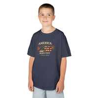 Patriotic Kids T-Shirt | America 250 Born Free Fireworks | Liberty & Victory