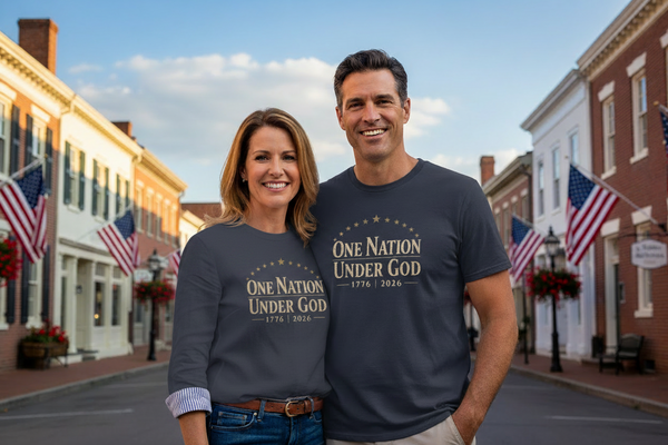 Patriotic T-Shirt | One Nation Under God 1776 Founders Line | Liberty-In-One | Liberty & Victory
