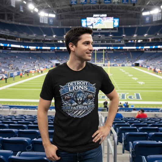Faith & Sport T-Shirt | Lions Faithful Est. 1930 Vintage Graphic Tee | Victory-In-One | Liberty & Victory