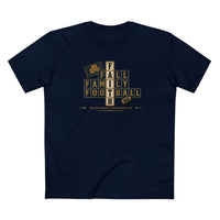 Faith & Sport | Fall Family Football — T-Shirt Faith Runs Through It-Notre Dame Edition | Game Day Faith Tee | Veteran-Owned Small Business | Liberty & Victory Co.