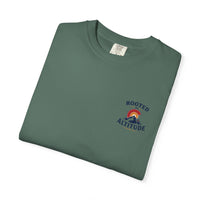 Christian T-Shirt | Rooted at Altitude | Front + Back | Cross + Mountain Roots | Faith • Family • Freedom | Wonder & Wander | Signature Line | Veteran-Owned | Liberty & Victory Co.