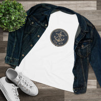 Nautical 'The Captain' Women's Cotton Tee – Vintage Anchor Sunset Graphic