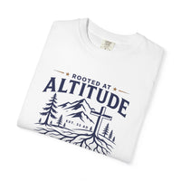 Christian T-Shirt | Rooted at Altitude Faith • Family • Freedom | Cross + Mountain Roots | Wonder & Wander | Signature Line | Veteran-Owned | Liberty & Victory Co.