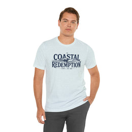 Coastal Faith T-Shirt | Coastal Redemption Est. 33 AD | Nautical Wave Graphic | Signature Line | Veteran-Owned | Liberty & Victory Co.