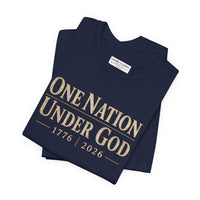 Christian Patriotic T-Shirt | One Nation Under God 1776–2026 USA 250 Founders Line | Veteran-Owned | Liberty & Victory Co.
