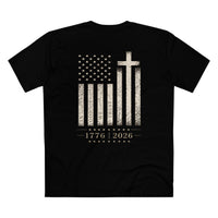 Patriotic Christian T-Shirt | 1776–2026 One Nation In God We Trust Flag | Signature Line | Liberty & Victory Co.
