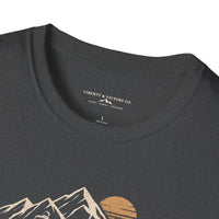 Christian | Walk by Faith — T-Shirt 2 Corinthians 5:7 Mountain Hiker Graphic | Veteran-Owned Small Business | Liberty & Victory Co.
