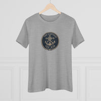 Nautical 'The Captain' Women's Cotton Tee – Vintage Anchor Sunset Graphic