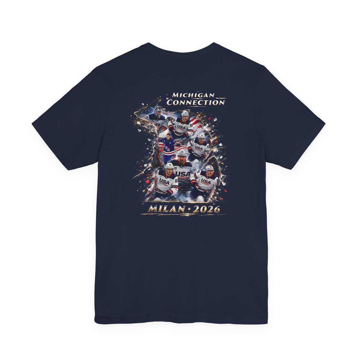 Golden Michigan Connection T-Shirt | USA Hockey Milan 2026 | Michigan Connection Team Shirt | Liberty & Victory