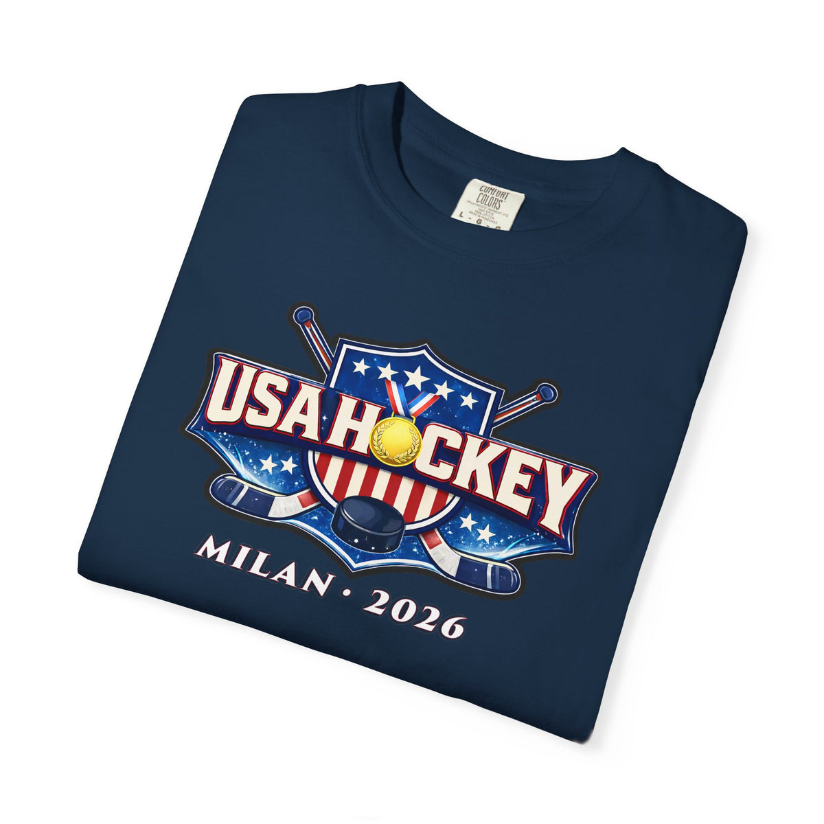 USA Hockey T-Shirt | Milan Italy 2026 Patriotic Tee | Veteran-Owned | Liberty & Victory