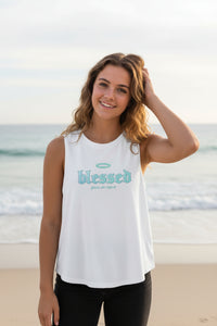 Blessed Crop Top — Pastel Halo Graphic Women’s Tank