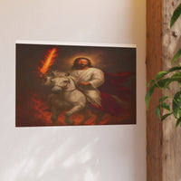 Jesus on a White Horse Poster — Fiery Sword Religious Art Print (Satin/Matte)