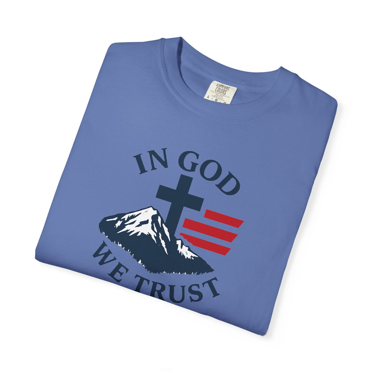 In God We Trust Christian Cross Mountain Tee | Faith Patriotic Shirt