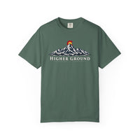 Mountain Faith | Higher Ground — T-Shirt | Colorado Flag Sunset Graphic | Veteran-Owned Small Business | Liberty & Victory Co.