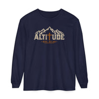 Mountain Faith | Altitude Est. 33 AD — Heritage Garment-Dyed Long Sleeve Mountain Cross Graphic | Veteran-Owned Small Business | Liberty & Victory Co.