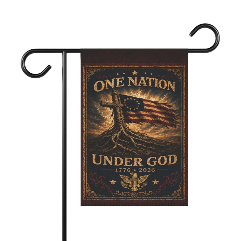 Patriotic Garden Flag | One Nation Under... 1776–2026 Founders Line | America 250 | Liberty & Victory