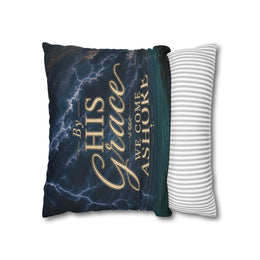 Faith Throw Pillow Cover | By His Grace We Come Ashore | Nautical Christian Decor | Liberty & Victory Co.