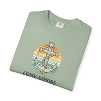 Christian Coastal T-Shirt | Come Ashore Anchor Sun-Stripe Garment-Dyed Vintage Tee | Salt & Salvation | Liberty & Victory