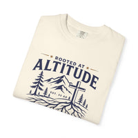 Christian T-Shirt | Rooted at Altitude Faith • Family • Freedom | Cross + Mountain Roots | Wonder & Wander | Signature Line | Veteran-Owned | Liberty & Victory Co.