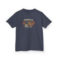 Patriotic Kids T-Shirt | America 250 Born Free Fireworks | Liberty & Victory