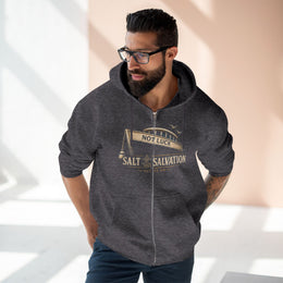 Coastal Faith Zip Hoodie | Salt & Salvation "Not Luck" Boat Graphic Full-Zip | Veteran-Owned | Liberty & Victory Co.