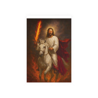 Jesus on a White Horse Poster — Fiery Sword Religious Art Print (Satin/Matte)