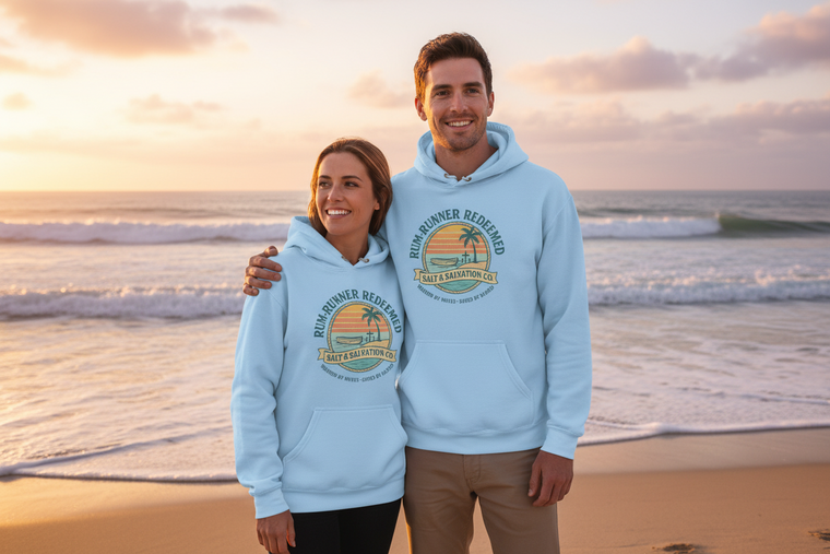 Christian Coastal Hoodie | Rum-Runner Redeemed Salt & Salvation Sweatshirt | Liberty & Victory