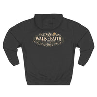 Christian | Walk by Faith — Front + Back Hoodie 2 Cor 5:7 Mountain Scripture Pullover | Veteran-Owned Small Business | Liberty & Victory Co.