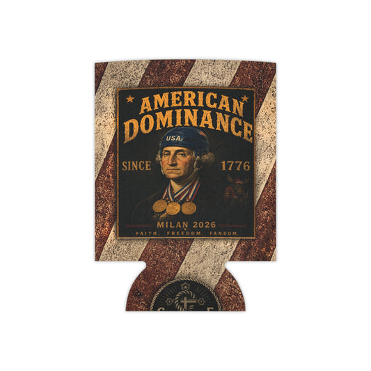 Patriotic Can Cooler | American Dominance Hockey Retro Flag | America 250 | Liberty & Victory